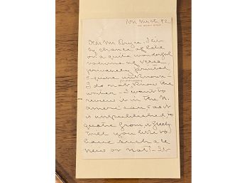 Silas Weir Mitchell SIGNED Handwritten Letter 1892
