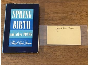 Spring Birth And Other Poems By Mark Van Doren First Edition With Laid In Signature