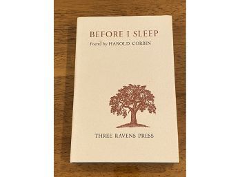 Before I Sleep Poems By Harold Corbin SIGNED & Numbered Limited First Edition