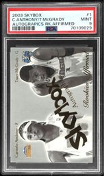 2003-04 Fleer Skybox Autographics Rookies Affirmed #1 Carmelo Anthony Rookie Card  PSA MINT 9