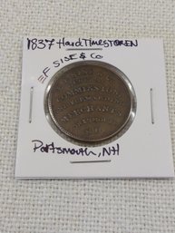 1837 Hard Times Token Portsmouth NH