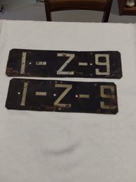 Pair Of Antique Early License/Marker Plates