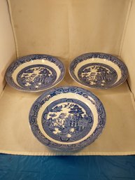 Lot Of 3 Allertons Blue Willow 8' Bowls