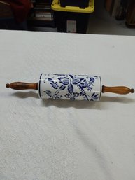 Antique Blue Onion Rolling Pin