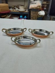 Lot Of 3 Crofton Copper Pans