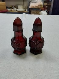 Red Glass Salt & Pepper Shakers By Avon