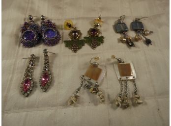 Lot Of 5 Pairs Costume Jewelry Earrings