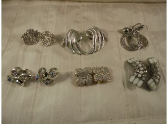 Lot Of 6 Pairs Of Costume Jewelry Clip On Earrings