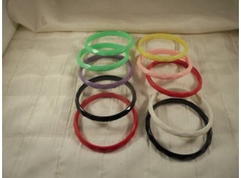 Lot Of 10 Colored Plastic Bracelets
