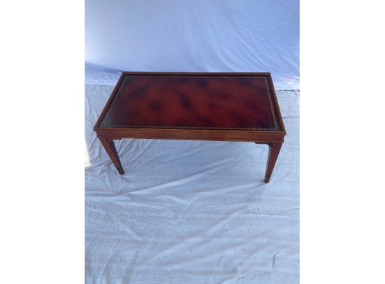 Red Leather Top Coffee Table