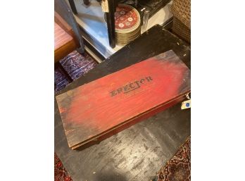 Vintage Erector Set In Original Red Painted Wood Box