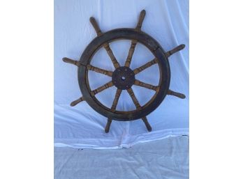 Ship's Wheel Wood And Bronze
