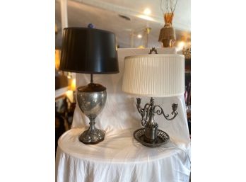 Two Silver Table Lamps