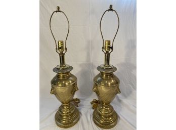 Pair (2) Of Brass Urn Lamps