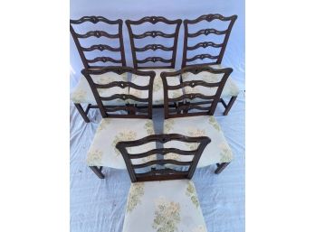Set Of Six (6) Dining Room Chairs Period Ribbon Backs