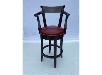Red Leather Seat Armed Barstool