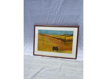 Painting With Cow In Pasture Pastel