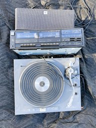 Sanyo Turntable, Realistic Cassette Player, JBL Speakers