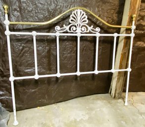 Vintage White Painted Brass Bed Frame