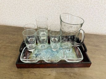 Glass Serving Set With Tray