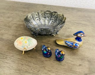 Japanese Metal  Bowl With Trinkets