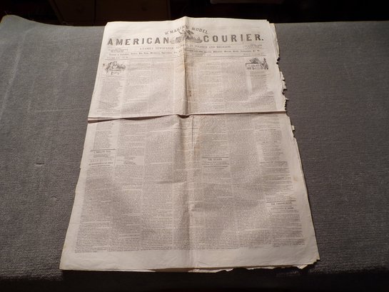 Authentic & Excellent Condition Saturday November 3, 1849, American Courier 'Philadelphia' Newspaper
