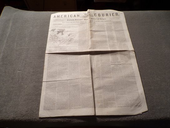 Authentic & Excellent Condition Saturday September 17, 1853, American Courier 'Philadelphia' Newspaper