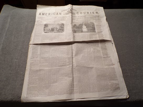 Authentic & Excellent Condition Saturday December 9, 1848, American Courier 'Philadelphia' Newspaper