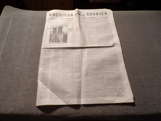 Authentic & Excellent Condition Saturday December 8, 1855, American Courier 'Philadelphia' Newspaper