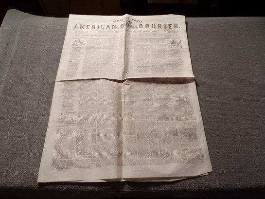 Authentic & Excellent Condition Saturday May 26, 1849, American Courier 'Philadelphia' Newspaper