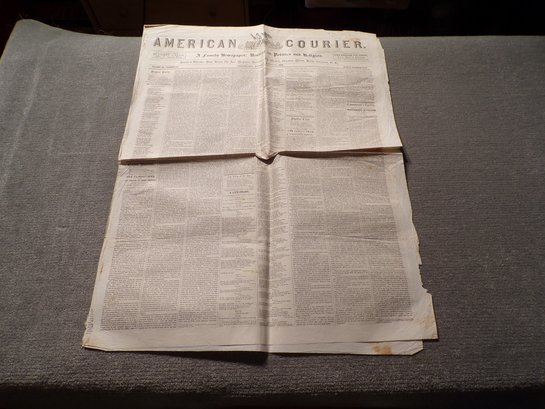 Authentic & Excellent Condition Saturday August 27, 1853, American Courier 'Philadelphia' Newspaper