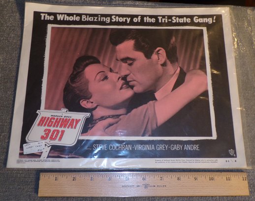 Authentic Vintage Movie Poster 1950 Warner Bros. 'Highway 301' (Steve Cochran, Victoria Grey & Gaby Andre)