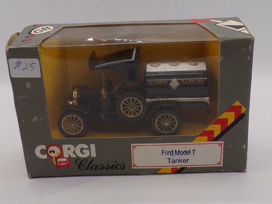 New In Box, Vintage 1986 Corgi Classics Die Cast 'Ford Model T Tanker Olympic Gasoline' C864/6