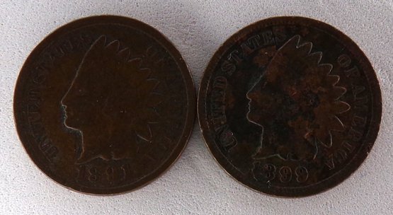 (2) Indian Head Cents 1891 & 1899