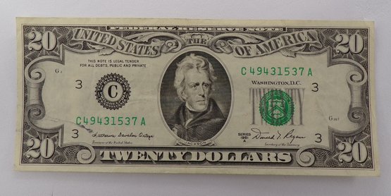 1981-A $20 Federal Reserve Note About Uncirculated