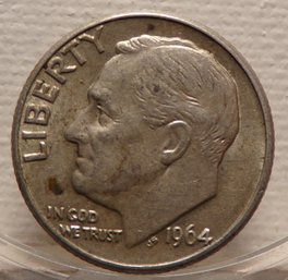 1964-D Silver Roosevelt Dime About Uncirculated-