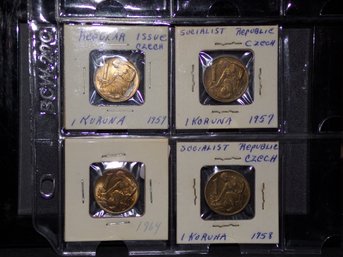 (4) Czechoslovakia Coins 1957, 1958, 1959, 1964 1 Karun