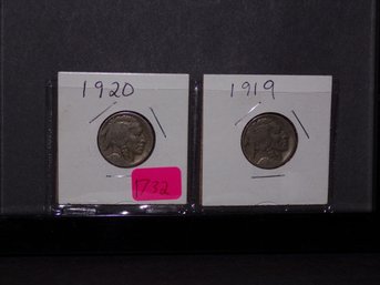 (2) Buffalo Nickels 1920, 1919