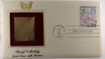 22kt Gold Replica 22C Stamp Collecting Stamp Enclosed In 1st Day Cover & Bearing 1st Day Of Issue Postmark