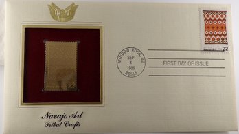 22kt Gold Replica 22C Tribal Crafts Stamp Enclosed In 1st Day Cover & Bearing 1st Day Of Issue Postmark