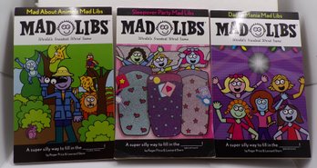 (3 Total) Two New 2009 Mad Libs, Dance Mania & Mad About Animals, One New 2008 Sleepover Party Mad Libs