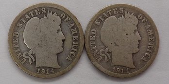 1914 & 1914-D Barber Silver Dimes