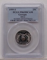 Key Date & State Silver 1999-S State Quarter (Georgia) PCGS PR69 DCAM (Exceptional Cameo Contrast) GEM BU
