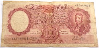 (Extremely Scarce) 1960-1961 Central Bank Of The Argentine Republic 100 Pesos (EAF, EMD) Series B