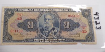 1961 Republic Of United States Of Brazil 20 Cruzeiros (CAC, CMB) Series 864A 'American Banknote Company'