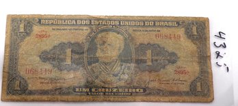 1956 Republic Of United States Of Brazil 1 Cruzeiro (CSL, JMA) Series 2895A 'American Banknote Company'