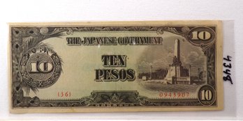 WWII 1942-1945 Japanese Government-10 Pesos 'Philippines' Uncirculated