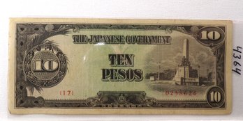 WWII 1942-1945 Japanese Government-10 Pesos 'Philippines'
