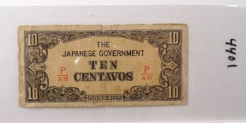 WWII 1942-1945 Japanese Government-10 Centavos 'Philippines'