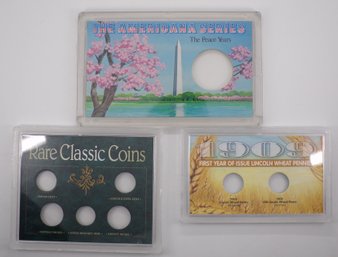5 Empty Hard Coin Holders/Cases For American Coins (No Coins Included)